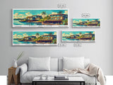 Port St. Lucie Florida Panoramic Framed Canvas Print, Retro Style Wall Art, Mid Century Modern Home Decor, Pop Art Travel Poster