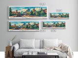 Saint Paul Minnesota Panoramic Framed Canvas Print, Mid Century Modern Pop Art, Retro Wall Art Decor, Travel Poster Painting