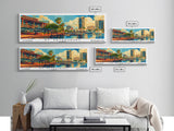 St. Petersburg Florida Panoramic Painting, Mid Century Modern Framed Canvas Print, Retro Pop Art Travel Poster, Wall Art, Home Decor