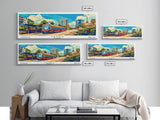 Tampa Florida Panoramic Wall Art, Retro Pop Art Framed Canvas Print, Mid Century Modern Travel Poster, Living Room Decor, Wall Hanging