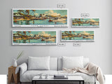 Cape Coral Florida Panoramic Wall Art, Retro Pop Art Framed Canvas Print, Mid Century Modern Travel Poster, Living Room Decor, Office Wall Art