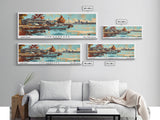 Chesapeake Virginia Panoramic Wall Art, Mid Century Modern Framed Canvas Print, Retro Pop Art Travel Poster, Office Art, Living Room Decor