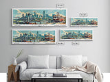 Cincinnati Ohio Panoramic Wall Art, Retro Pop Art Framed Canvas Print, Mid Century Modern Travel Poster, Living Room Decor, Wall Hanging, Office Art