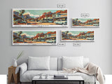 Henderson Nevada Panoramic Wall Art, Mid Century Modern Framed Canvas Print, Retro Pop Art Travel Poster, Home Decor, Office Art, Living Room Wall Hanging