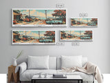 Laredo Texas Panoramic Painting, Mid Century Modern Framed Canvas Print, Retro Pop Art Travel Poster, Wall Art, Living Room Decor, Office Wall Art, Home Decor