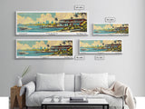 Miami Florida Panoramic Wall Art, Mid Century Modern Framed Canvas Print, Retro Pop Art Travel Poster, Home Decor, Office Art, Living Room Wall Hanging, Gift Idea