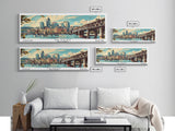 Newark New Jersey Panoramic Wall Art, Mid Century Modern Framed Canvas Print, Retro Pop Art Travel Poster, Home Decor, Office Art, Gift Idea, Living Room Wall Hanging