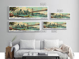 San Francisco California Panoramic Painting, Mid Century Modern Framed Canvas Print, Retro Pop Art Travel Poster, Living Room and Office Wall Art