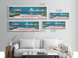 Cape Coral Florida Panoramic Painting, Mid Century Modern Framed Canvas Print, Retro Pop Art Travel Poster, Home Decor, City Print