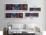 Cincinnati Ohio Panoramic Painting, Mid Century Modern Framed Canvas Print, Retro Pop Art Travel Poster, Office Wall Art, City Print