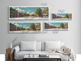 Concord North Carolina Panoramic Wall Art, Mid Century Modern Framed Canvas Print, Retro Pop Art Travel Poster, City Office Art, Home Decor