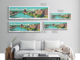 Davenport Iowa Panoramic Wall Art, Mid Century Modern Framed Canvas Print, Retro Pop Art Travel Poster, City Art Gift, Home Decor