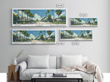 Davie Florida Panoramic Painting, Mid Century Modern Framed Canvas Print, Retro Pop Art Travel Poster, City Wall Art, Home Decor