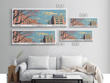 Dearborn Michigan Panoramic Painting, Mid Century Modern Framed Canvas Print, Retro Pop Art Travel Poster, City Wall Decor, Office Wall Art