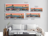 El Cajon California Panoramic Wall Art, Mid Century Modern Framed Canvas Print, Retro Pop Art Travel Poster, City Home Decor, Office Art