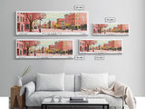 Elizabeth New Jersey Panoramic Wall Art, Mid Century Modern Framed Canvas Print, Retro Pop Art Travel Poster, City Home Decor, Office Art