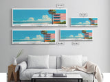 Jacksonville Florida Panoramic Painting, Mid Century Modern Framed Canvas Print, Retro Pop Art Travel Poster, Living Room Art