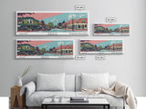 Kent Washington Panoramic Wall Art, Mid Century Modern Framed Canvas Print, Retro Pop Art Travel Poster, Home Wall Art