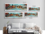 Kent Washington Panoramic Wall Art, Mid Century Modern Framed Canvas Print, Retro Pop Art Travel Poster, Home Wall Art