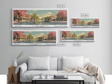 Lakewood New Jersey Panoramic Wall Art, Mid Century Modern Framed Canvas Print, Retro Pop Art Travel Poster, Living Room Art