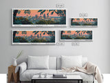 Louisville Kentucky Panoramic Painting, Mid Century Modern Framed Canvas Print, Retro Pop Art Travel Poster, Home Decor