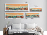 Lowell Mississippi Panoramic Painting, Mid Century Modern Framed Canvas Print, Retro Pop Art Travel Poster, Office Wall Art