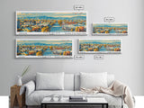 Meridian Idaho Panoramic Painting, Mid Century Modern Framed Canvas Print, Retro Pop Art Travel Poster, Home Decor