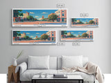 Midland Texas Panoramic Wall Art, Mid Century Modern Framed Canvas Print, Retro Pop Art Travel Poster, Living Room Art