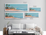 Oceanside California Panoramic Wall Art, Mid Century Modern Framed Canvas Print, Retro Pop Art Travel Poster, City Art, Office Wall Decor, Living Room Art