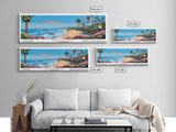 Oceanside California Panoramic Wall Art, Mid Century Modern Framed Canvas Print, Retro Pop Art Travel Poster, City Art, Office Wall Decor, Living Room Art