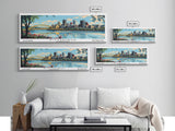 Pittsburgh Pennsylvania Panoramic Wall Art, Mid Century Modern Framed Canvas Print, Retro Pop Art Travel Poster, City Art, Office Wall Decor, Living Room Art