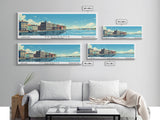 Providence Rhode Island Panoramic Wall Art, Mid Century Modern Framed Canvas Print, Retro Pop Art Travel Poster, City Art, Office Wall Decor, Living Room Art