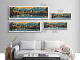 Salt Lake City Utah Panoramic Wall Art, Mid Century Modern Framed Canvas Print, Retro Pop Art Travel Poster, City Art, Office Wall Decor, Living Room Art