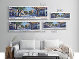 Santa Clara California Panoramic Wall Art, Mid Century Modern Framed Canvas Print, Retro Pop Art Travel Poster, City Art, Office Wall Decor, Living Room Art