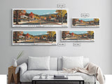 Spokane Valley Washington Panoramic Painting, Mid Century Modern Framed Canvas Print, Retro Pop Art Travel Poster, Wall Hanging for Home Decor