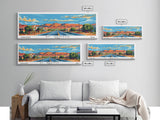 St. George Utah Panoramic Wall Art, Mid Century Modern Framed Canvas Print, Retro Pop Art Travel Poster, Office Wall Decor and Gift Idea