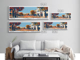 Temecula California Panoramic Art, Mid Century Modern Framed Canvas Print, Retro Pop Art Travel Poster, Office Wall Art, Home Decoration