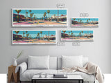 Victorville California Panoramic Art, Mid Century Modern Framed Canvas Print, Retro Pop Art Travel Poster, City Print, Living Room Decor