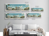 Visalia California Panoramic Art, Mid Century Modern Framed Canvas Print, Retro Pop Art Travel Poster, City Print, Living Room Wall Decor