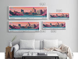 Wichita Falls Texas Panoramic Art, Mid Century Modern Framed Canvas Print, Retro Pop Art Travel Poster, City Print, Living Room Wall Decor