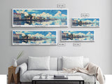 Wilmington North Carolina Panoramic Wall Art, Mid Century Modern Framed Canvas Print, Retro Pop Art Travel Poster, City Art, Home Decoration