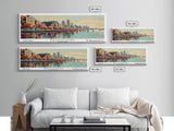 Baltimore Maryland Panoramic Painting, Framed Canvas Print, Mid Century Modern Wall Art, Retro Pop Art Travel Poster, Office Decor, City Art