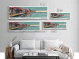 Chesapeake Virginia Panoramic Painting, Framed Canvas Print, Mid Century Modern Wall Art, Retro Pop Art Travel Poster, Living Room Decor, City Art