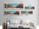 Chula Vista California Panoramic Painting, Framed Canvas Print, Mid Century Modern Wall Art, Retro Pop Art Travel Poster, Home Decor, City Art