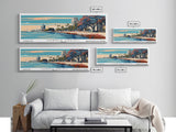 Corpus Christi Texas Panoramic Painting, Framed Canvas Print, Mid Century Modern Wall Art, Retro Pop Art Travel Poster, Office Decor, City Art