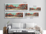 Elk Grove California Panoramic Painting, Framed Canvas Print, Mid Century Modern Wall Art, Retro Pop Art Travel Poster, Office Decor, City Art