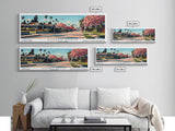 Garden Grove California Panoramic Painting, Framed Canvas Print, Mid Century Modern Wall Art, Retro Pop Art Travel Poster, Living Room Decor, City Art