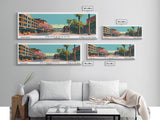 Henderson Nevada Panoramic Painting, Mid Century Modern Framed Canvas Print, City Art, Retro Pop Art Travel Poster, Living Room Decor, Home Office Art, Cityscape