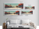 Killeen Texas Panoramic Painting, Mid Century Modern Framed Canvas Print, City Art, Retro Pop Art Travel Poster, Living Room Decor, Office Art, Cityscape Wall Art