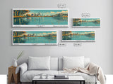 Miami Florida Panoramic View, Mid Century Modern Framed Canvas Print, Retro Pop Art Travel Poster, Home Decor, City Art